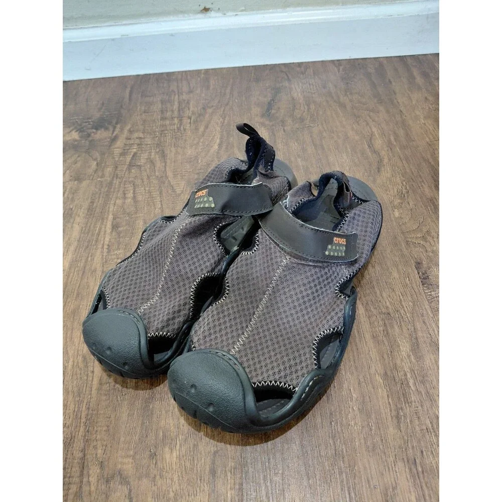 Crocs Swiftwater Mesh Deck Sandals Fisherman Water Shoes Brown Men’s Sz11